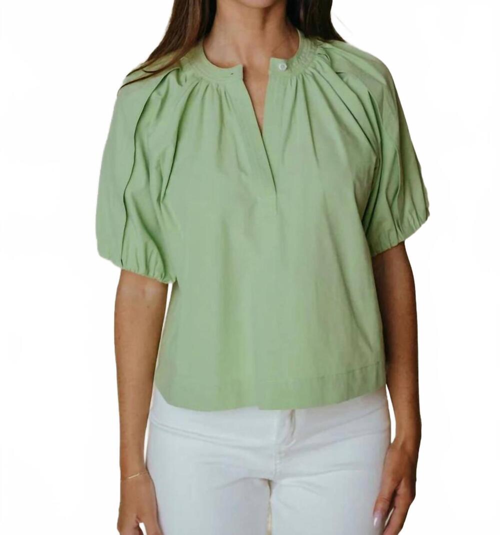 NEW LAROQUE henley short sleeve top in sage